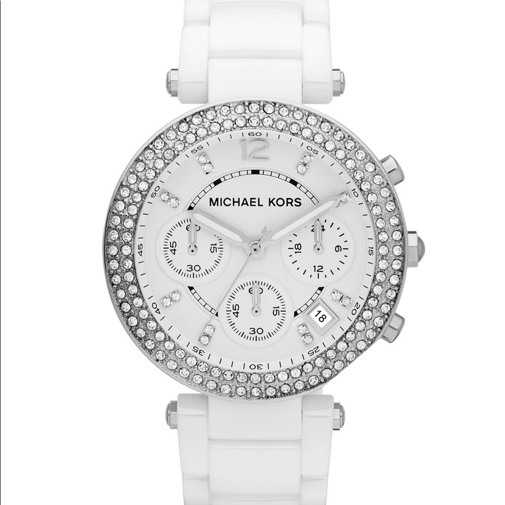Michael Kors White Acetate Parker Three-Hand Watch